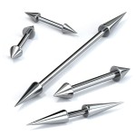 Piercing chirurgická ocel činka s hroty (1,6 x 10 x 4/4)