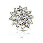 Zlacený microdermal - ozdobná část, čiré zirkony (gold)