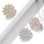 Zlacený microdermal - ozdobná část, čiré zirkony (rose gold)