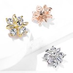 Zlacený microdermal - ozdobná část, čiré zirkony (rose gold)
