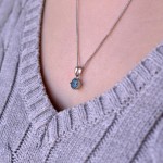 Stříbrný náhrdelník s pravým kamenem modrý 12079.3 london topaz [2]