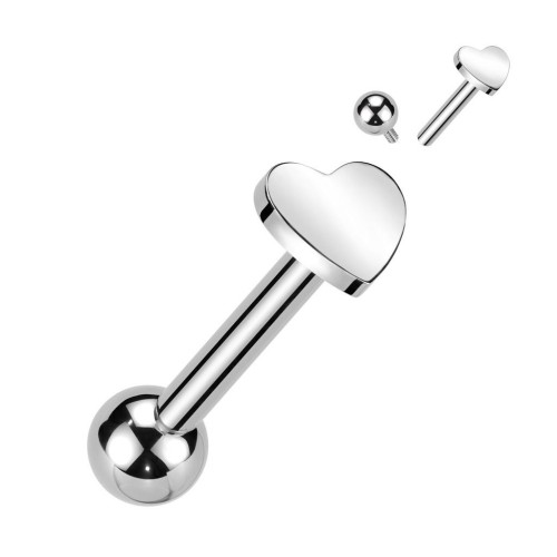 Cartilage piercing TITAN srdíčko (1,2 x 6 mm)