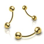Piercing do obočí - pozlacený (1,2 x 6 mm)