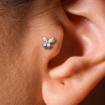 Labreta /  helix / tragus piercing -  motýlek růžový (1,2 x 8 mm) [1]