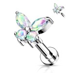 Labreta /  helix / tragus piercing -  motýlek duhový (1,2 x 6 mm)