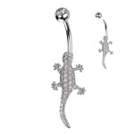 Piercing do pupíku - ještěrka stříbrná