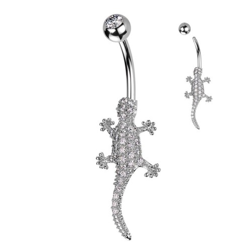 Piercing do pupíku - ještěrka stříbrná