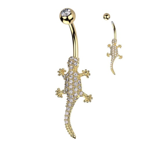 Piercing do pupíku - ještěrka zlacená