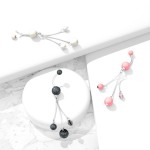 Piercing do pupíku perličky růžové