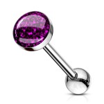 Piercing do jazyku s třpytkami modrými