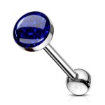 Piercing do jazyku s třpytkami modrými