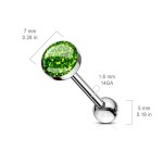 Piercing do jazyku s třpytkami modrými