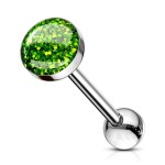 Piercing do jazyku s třpytkami modrými