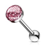 Piercing do jazyku s třpytkami modrými