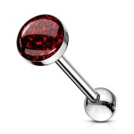 Piercing do jazyku s třpytkami modrými