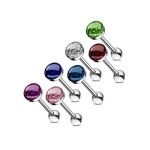 Piercing do jazyku s třpytkami růžovými