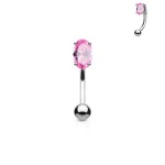 Piercing do obočí - oválný zirkon (tyrkysová)