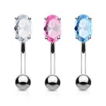 Piercing do obočí - oválný zirkon (tyrkysová)