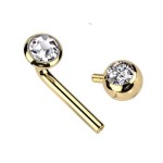 Zlacený christina piercing TITAN, čirý kamínek (1,6 x 10 mm)