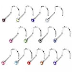 Zahnutý piercing do nosu, zirkon 2,5 mm (tyrkysová)