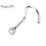 Zahnutý piercing do nosu, zirkon 2,5 mm (tyrkysová)