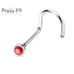 Zahnutý piercing do nosu, zirkon 2 mm (tmavě fialová)