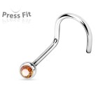 Zahnutý piercing do nosu, zirkon 2 mm (tmavě fialová)