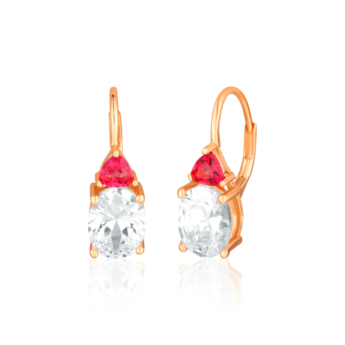 Stříbrné zlacené náušnice se zirkony