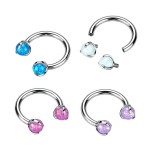 Piercing - podkova TITAN s opálovými kuličkami (bílá)