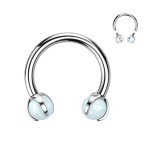 Piercing - podkova TITAN s opálovými kuličkami (fialová)