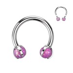 Piercing - podkova TITAN s opálovými kuličkami (fialová)