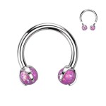 Piercing - podkova TITAN s opálovými kuličkami (modrá)