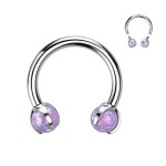 Piercing - podkova TITAN s opálovými kuličkami (modrá)