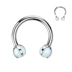 Piercing - podkova TITAN s opálovými kuličkami (růžová)