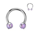 Piercing - podkova TITAN s opálovými kuličkami (růžová)