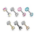 Piercing chirurgická ocel činka se zirkony (tyrkysový)