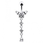 Stříbrný piercing do pupíku - motýlek (tyrkysová)