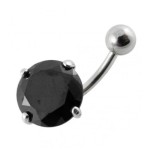 Stříbrný piercing do pupíku - zirkon 12 mm (čirá)