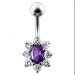 Stříbrný piercing do pupíku (čirá/čirá)