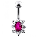 Stříbrný piercing do pupíku (čirá/čirá)