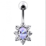 Stříbrný piercing do pupíku (čirá/čirá)