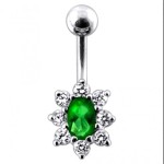 Stříbrný piercing do pupíku (čirá/čirá)