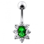 Stříbrný piercing do pupíku (čirá/čirá)