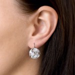 Stříbrné náušnice visací s krystaly Swarovski růžové kulaté 31176.3