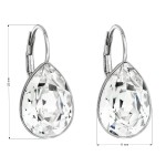 Stříbrné náušnice visací s krystaly Swarovski bílá slza 31231.1