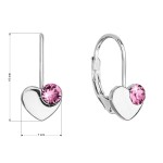 Stříbrné visací náušnice se Swarovski krystaly srdíčka 31299.3 růžové