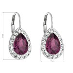 Stříbrné náušnice visací s krystaly Swarovski fialová slza 31242.3
