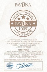 Zlatý 14 karátový přívěsek bílé zlato s říční perlou a třemi zirkony 84PZ00005