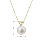 Zlatý 14 karátový náhrdelník žluté zlato srdíčko s bílou říční perlou 92P00043