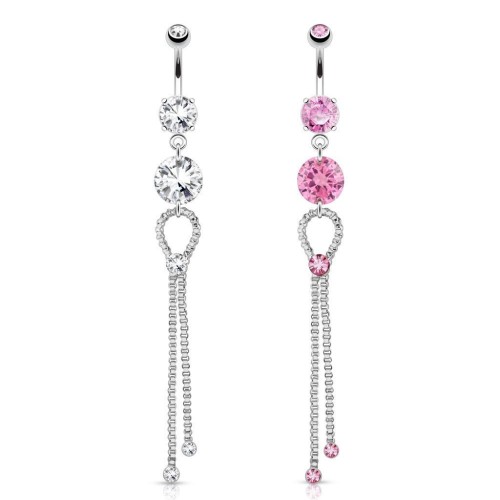 Piercing do pupíku s visací ozdobou čirý